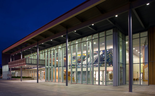 Lower-Columbia-College-Rose-Center-Arts-Entry-Plaza-Night-Opsis-Architecture