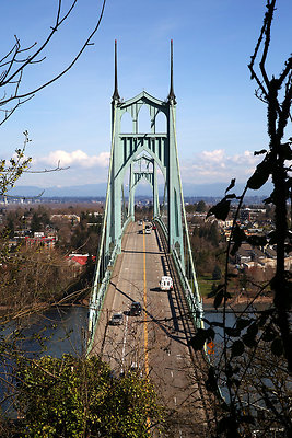 061 - The Ridge Trail in Forest Park offers a great view of the St. Johns Bridge, looking east across the span.